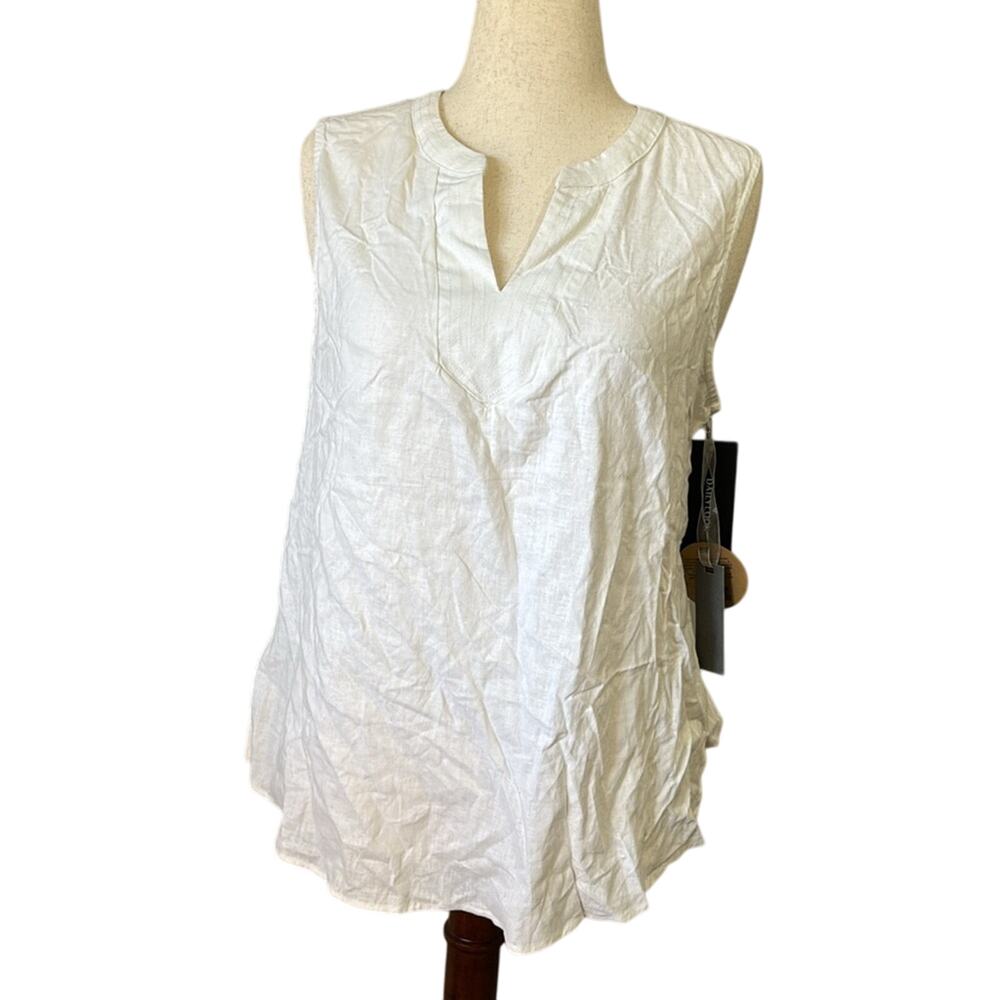 MATTY M Women's Harper Linen Top Size L In White
